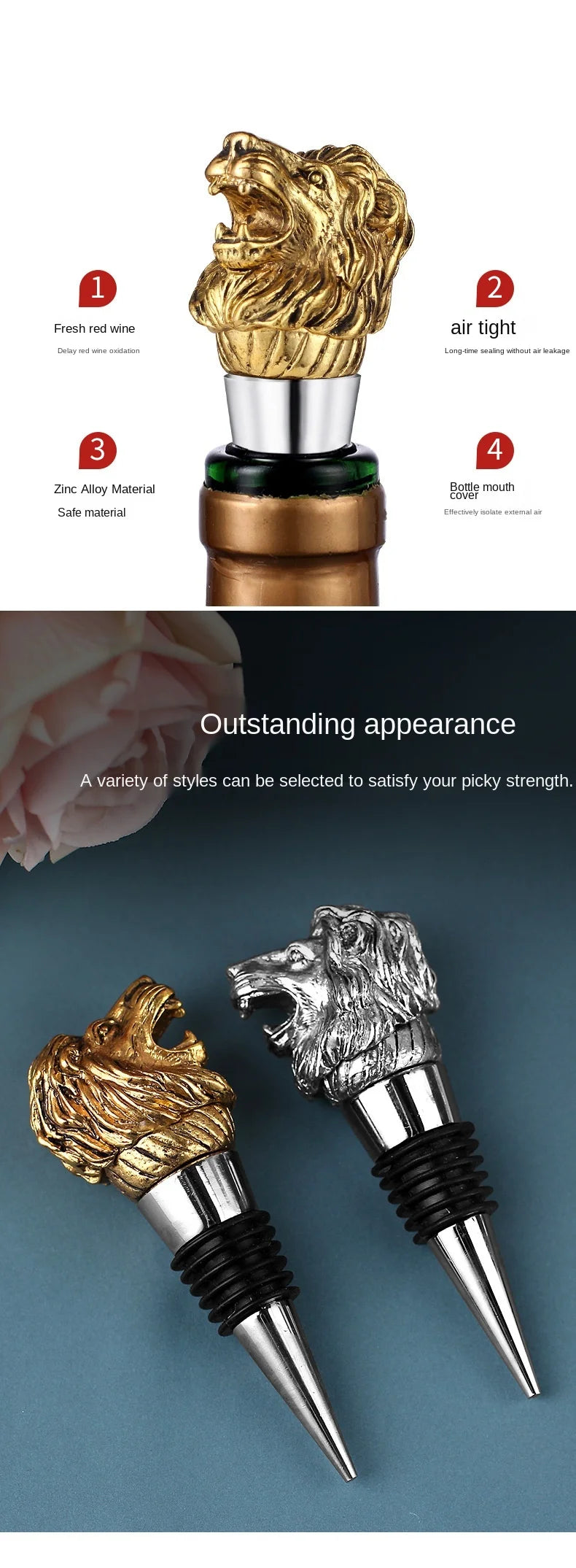 Lion Wine Stopper